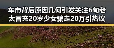 车市背后原因几何引发关注 6旬老太冒充20岁少女骗走20万引热议